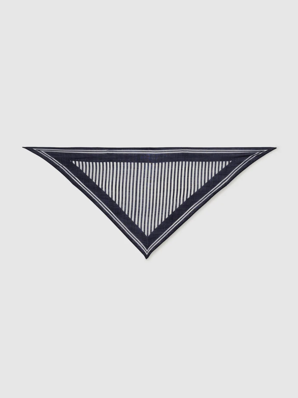 Reiss Navy & White Wool-silk Stripe Triangle Scarf,, view 3