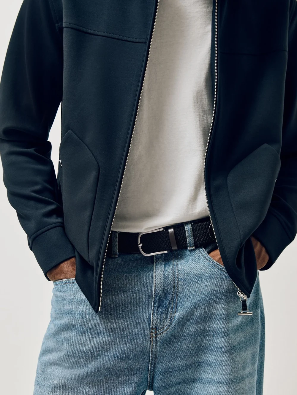 Reiss Navy Basket-weave Belt, view 3
