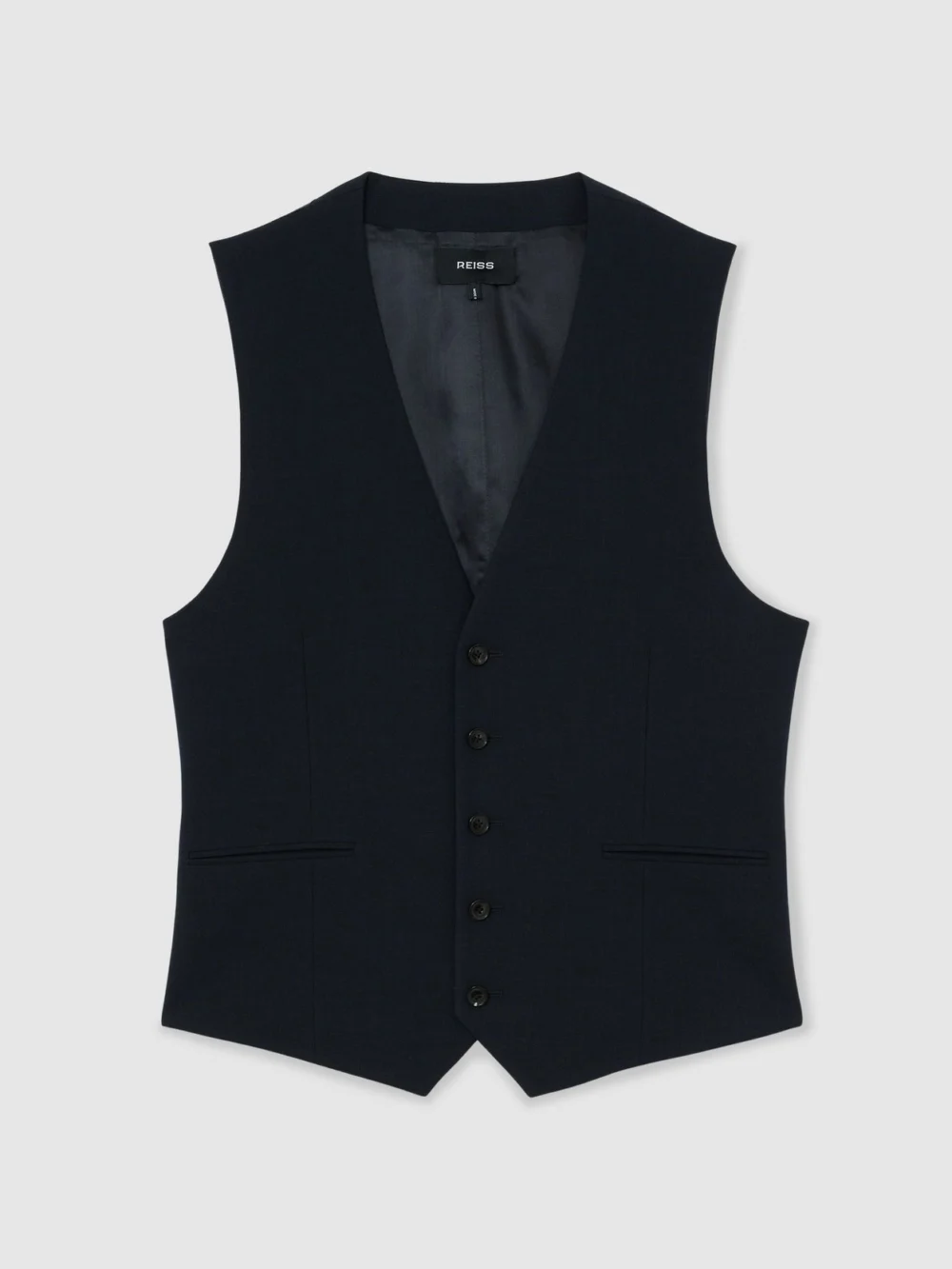 Reiss Navy Belmont Single-breasted Tailoredaistcoat, view 2