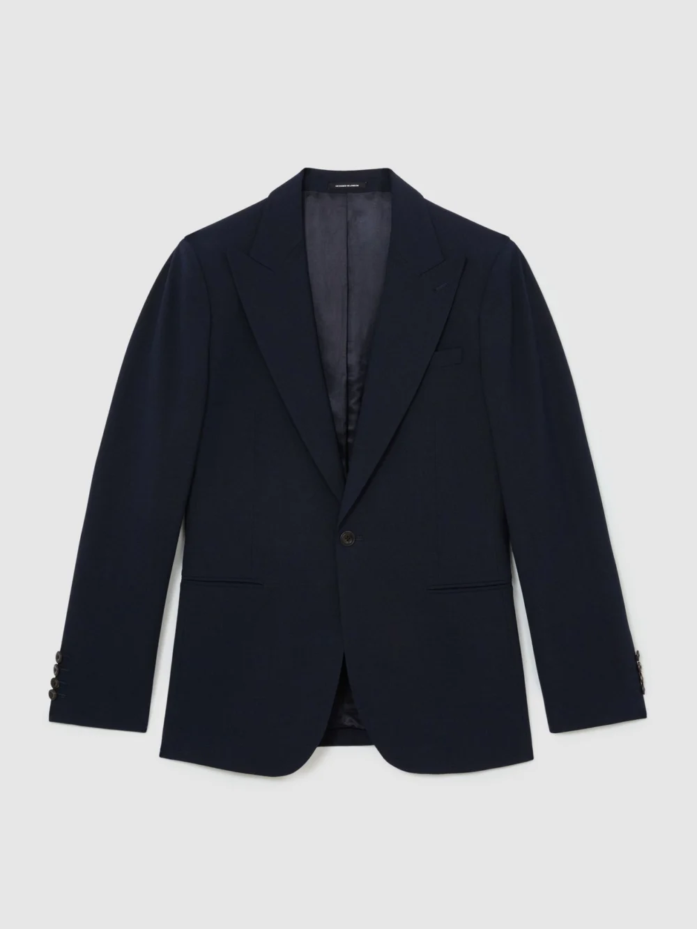 Reiss Navy Belmont Tailored Fit Single-breasted Textured Suit Blazer with Wool in 36, view 2