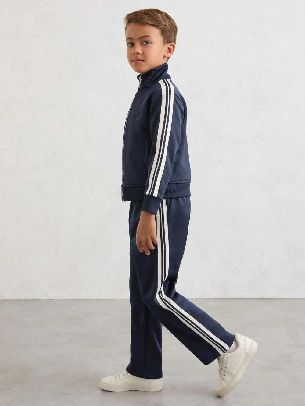 Reiss Navy Blue 9-13 yrs Monogram Side-stripe Joggers, view 3