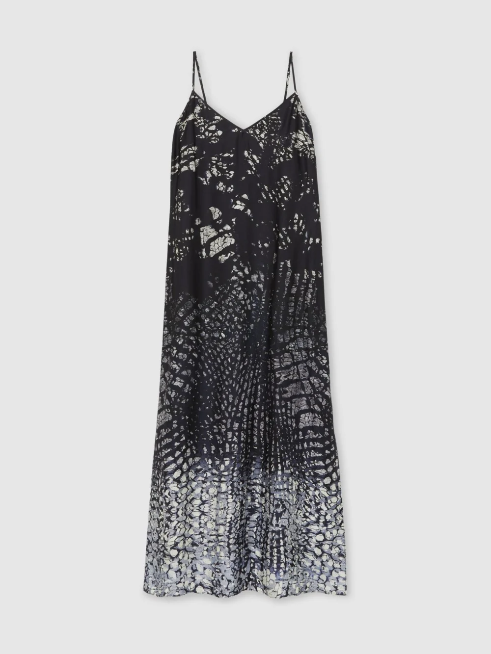Reiss Navy Blue & White Abstract Print Maxi Slip Dress, view 2