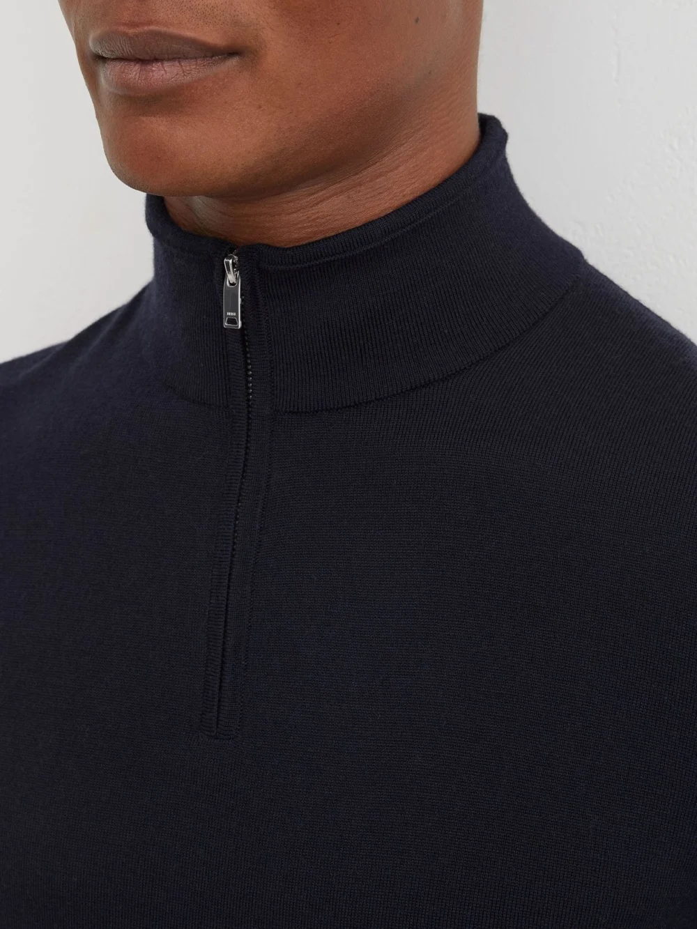 Reiss Navy Blue Wool Half Zip Jumper, view 4