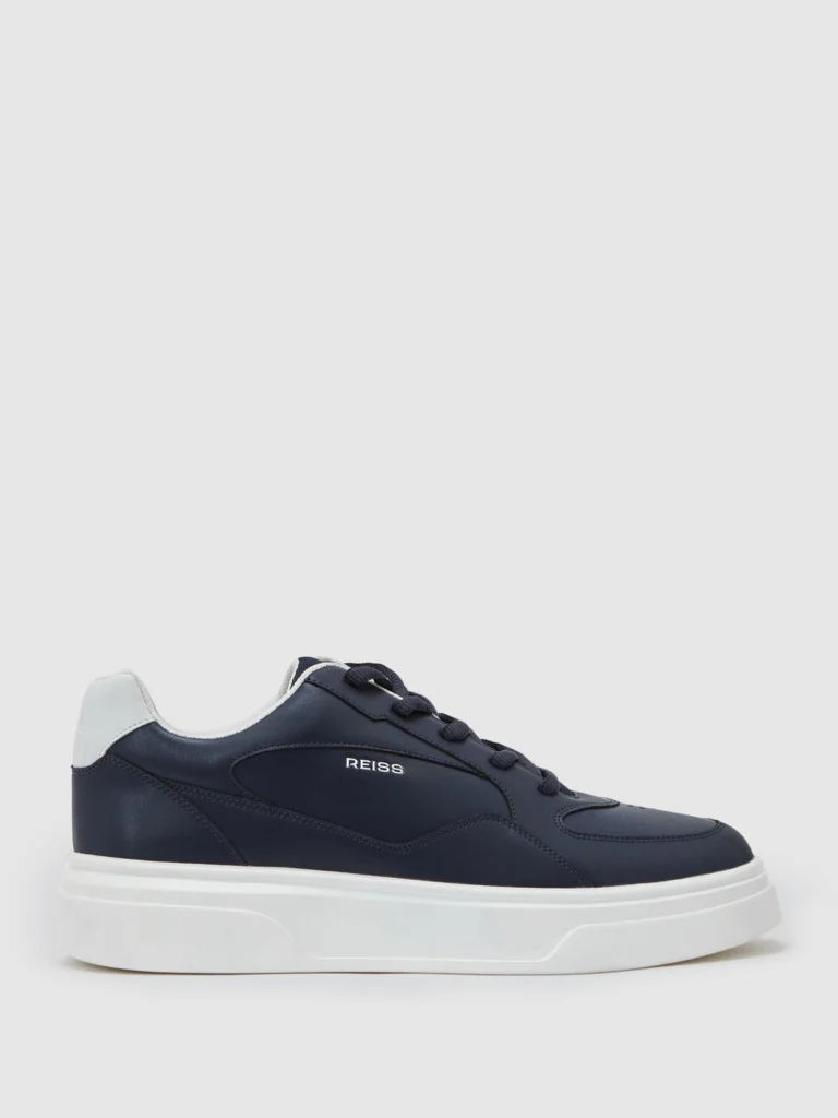Reiss Navy Bonded-leather Chunky Sole Trainers