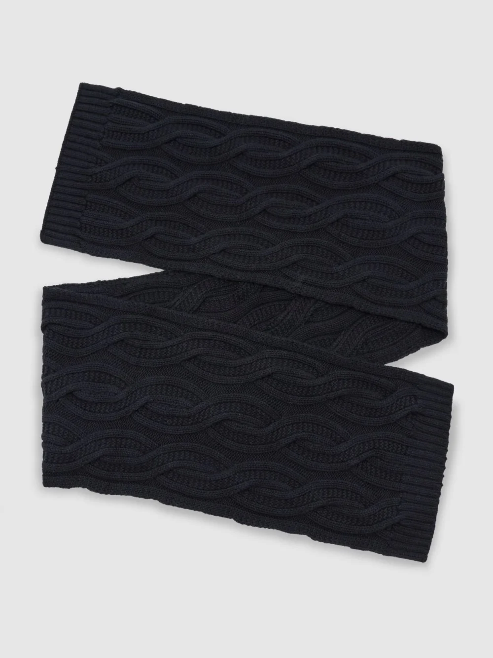 Reiss Navy Cable-knit Scarf with Wool,