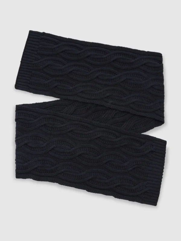 Reiss Navy Cable-knit Scarf with Wool,