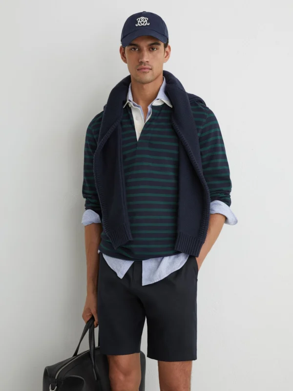 Reiss Navy Cantwell Cotton-blend Side-adjusters