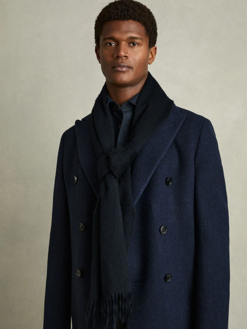 Reiss Navy Cashmere Blend Scarf,