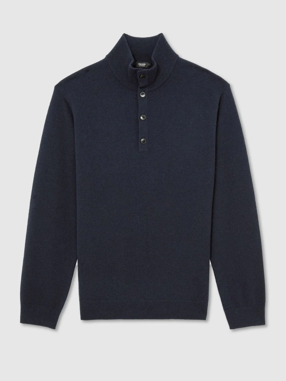 Reiss Navy Cashmere Funnel-neck Jumper, view 2