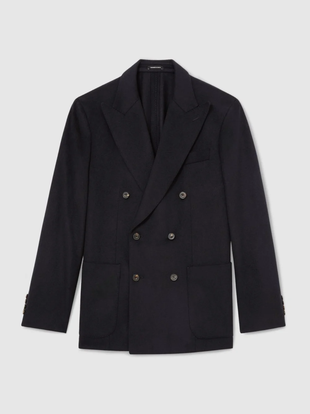 Reiss Navy Classic Fit Wool-blend Flannel Double-breasted Blazer, view 2