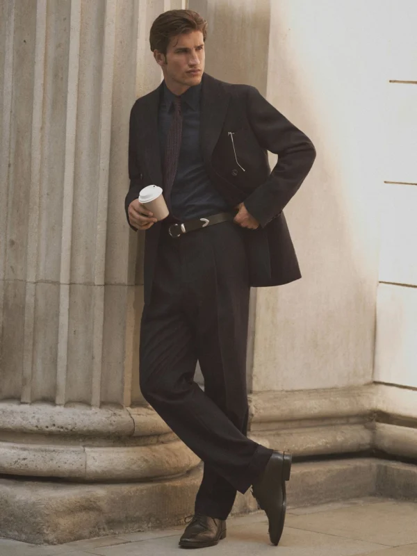 Reiss Navy Classic Fit Wool Pinstripe Suit Trousers