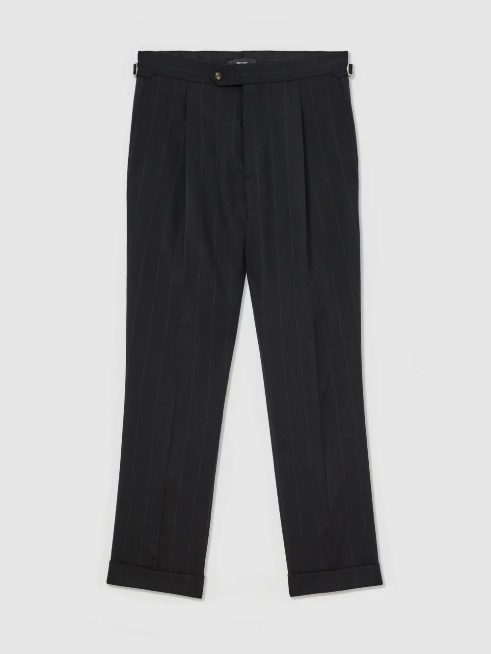 Reiss Navy Classic Fit Wool Pinstripe Suit Trousers, view 2