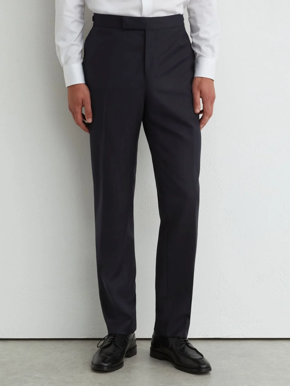 Reiss Navy Classic Fit Wool Shadow-stripe Suit Trousers, view 3