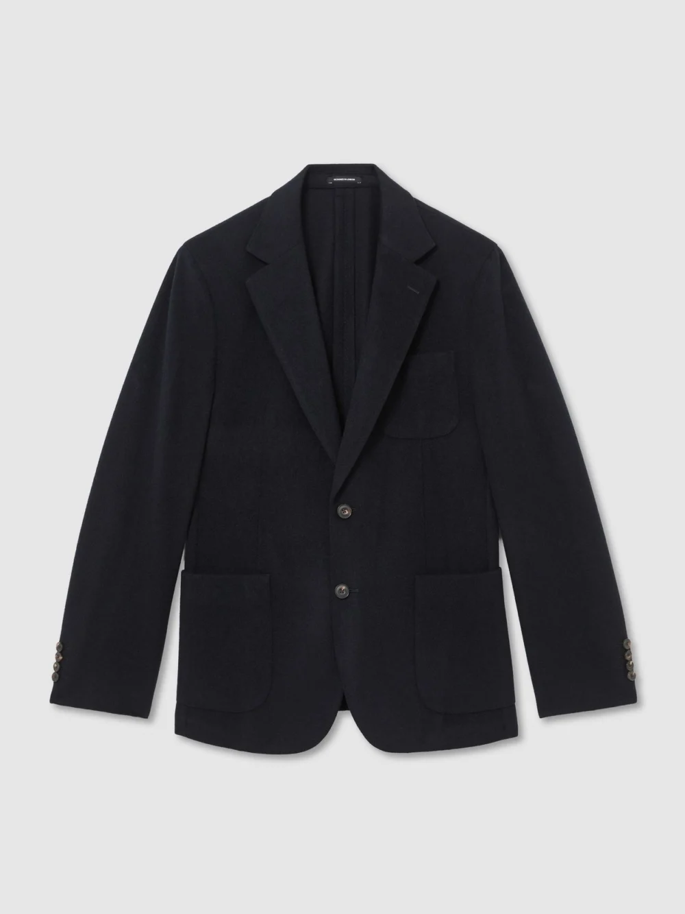 Reiss Navy Collin Tailored Fit Wool-blend Flannel Single-breasted Suit Blazer, view 2