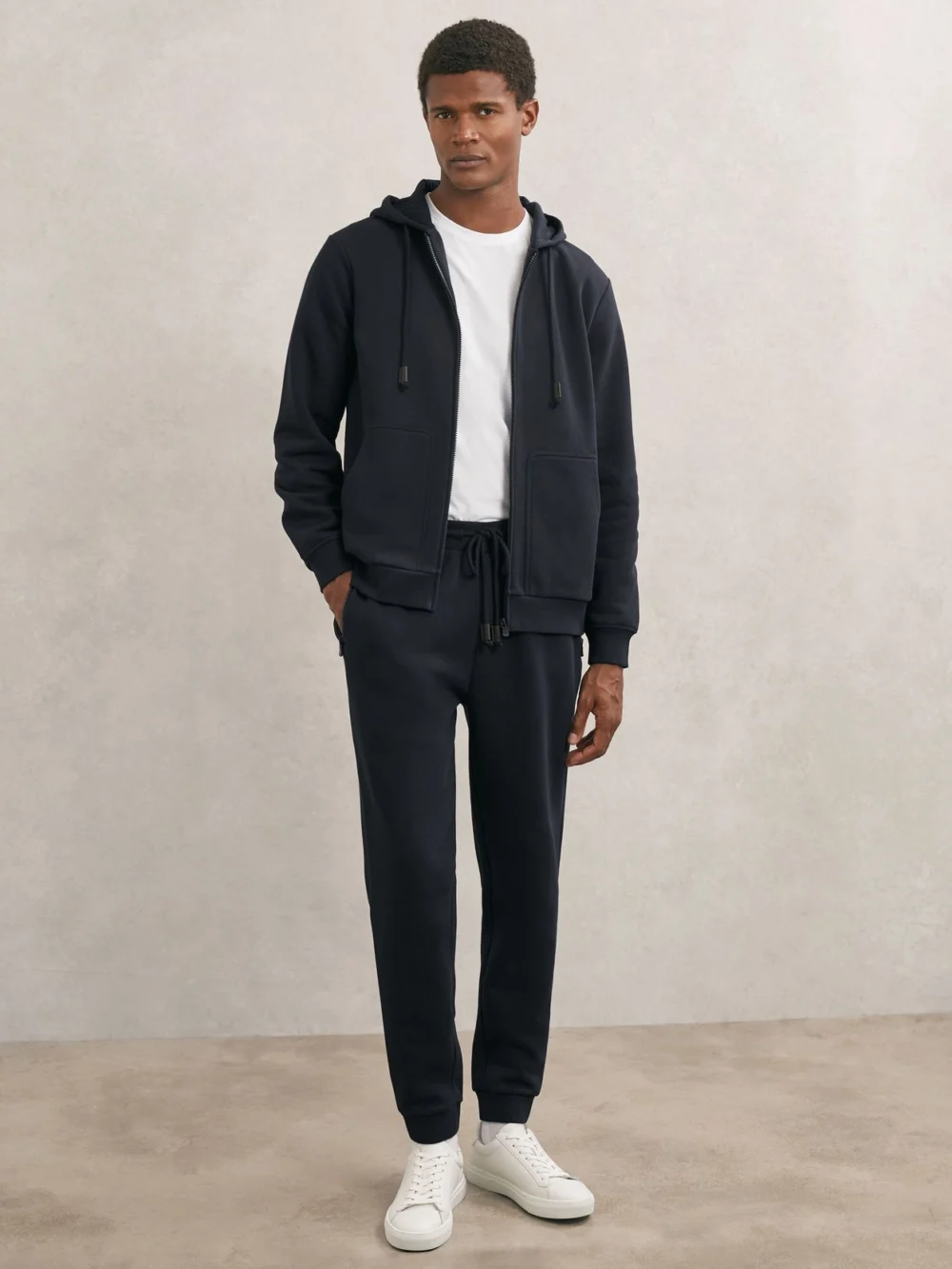 Reiss Navy Cotton-blend Drawstring Joggers