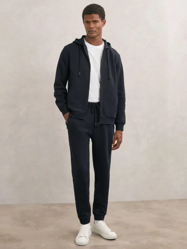 Reiss Navy Cotton-blend Drawstring Joggers