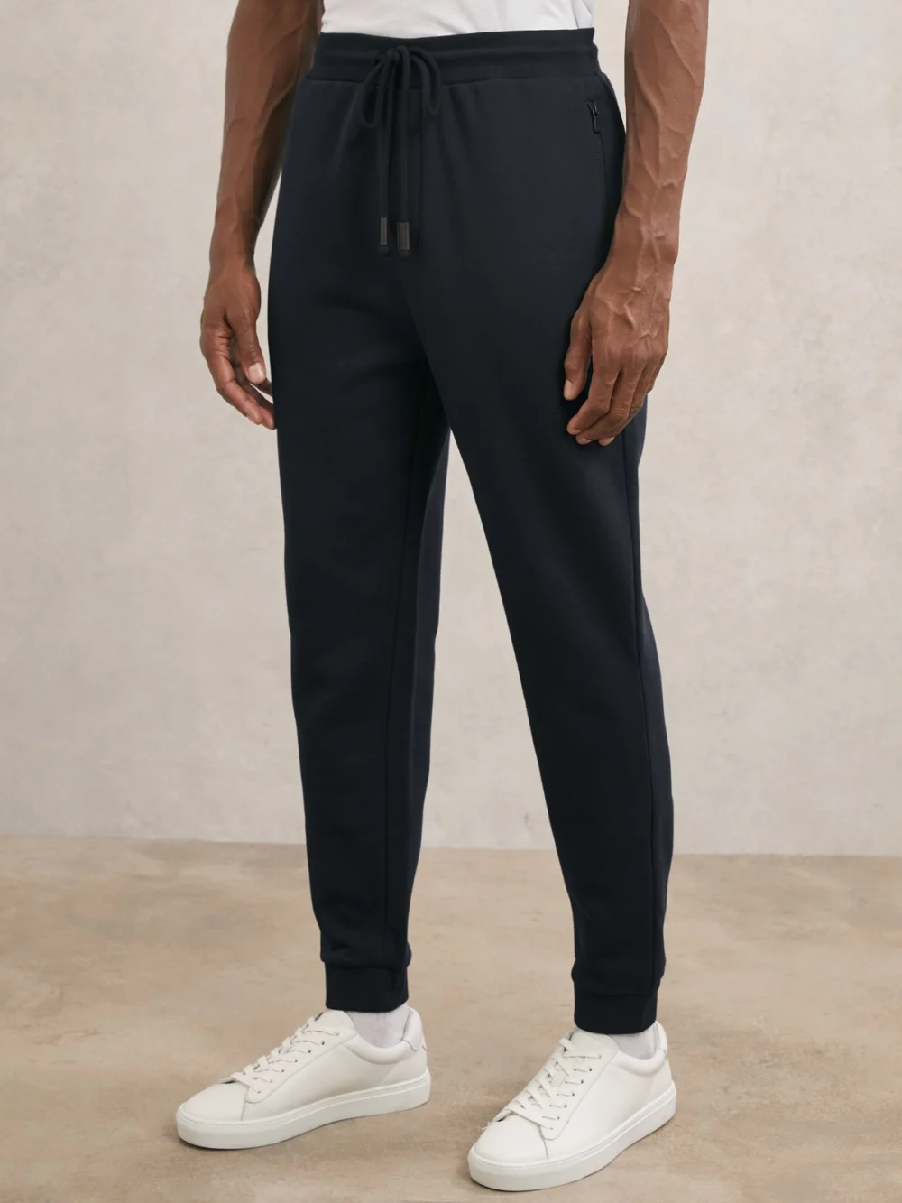 Reiss Navy Cotton-blend Drawstring Joggers, view 4
