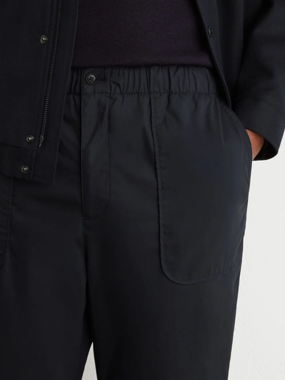 Reiss Navy Cotton-blend Lightweight Tapered Trousers, view 4