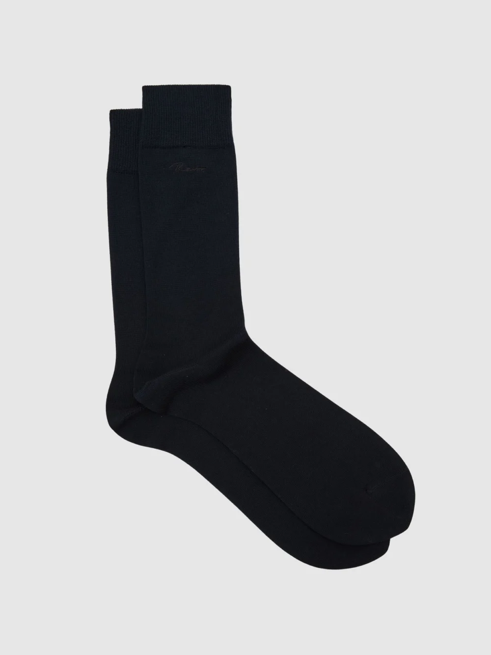 Reiss Navy Cotton-blend Script-logo Socks