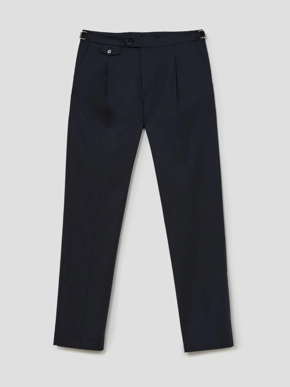 Reiss Navy Cotton-blend Side-adjuster Trousers Tailored-fit, view 2