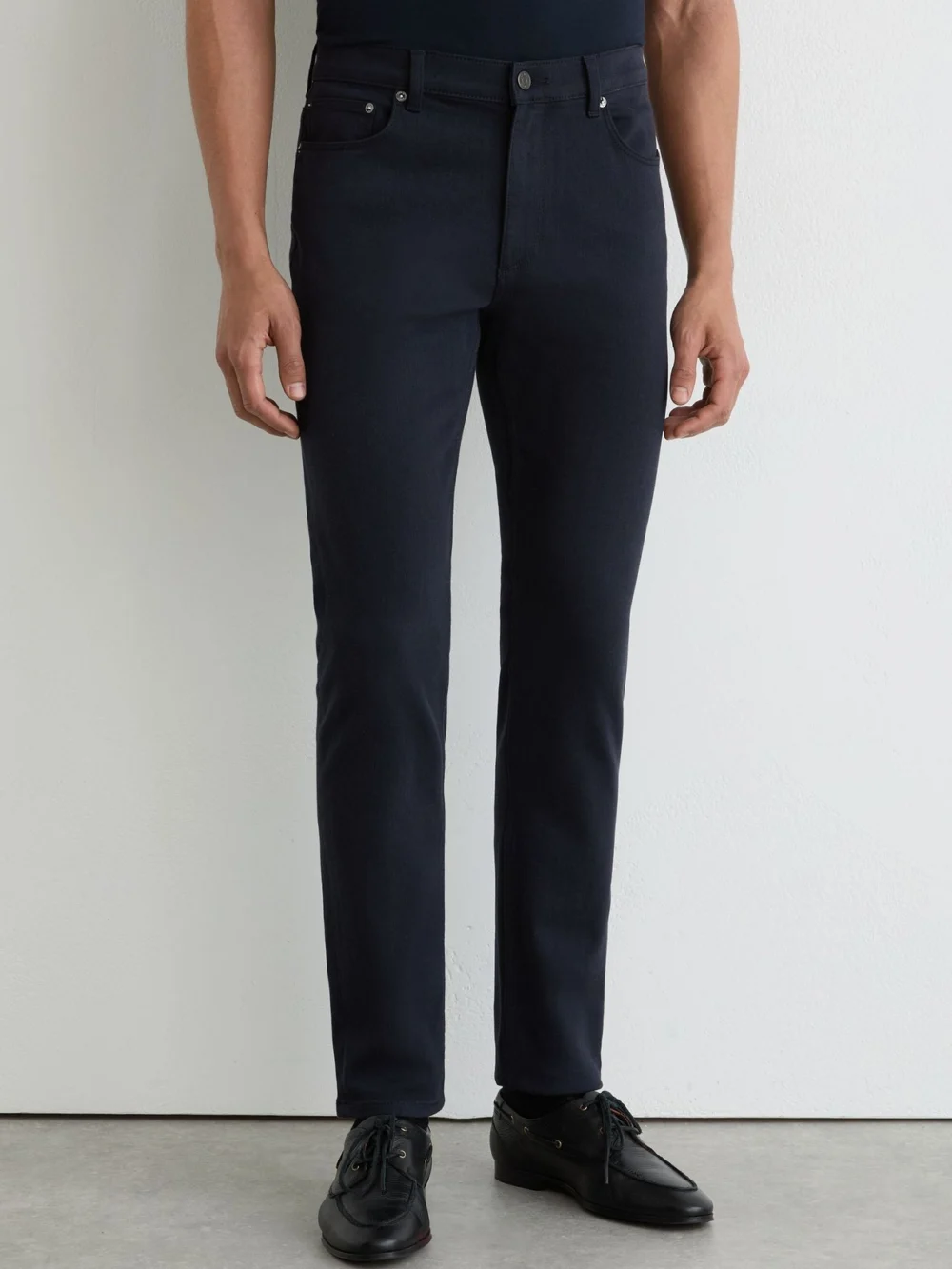 Reiss Navy Cotton-blend Slim-fit Jeans