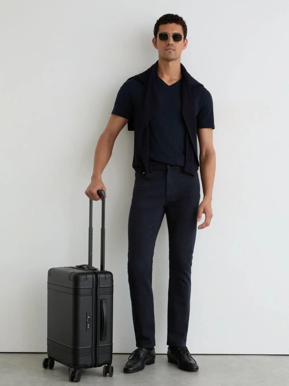 Reiss Navy Cotton-blend Slim-fit Jeans, view 3