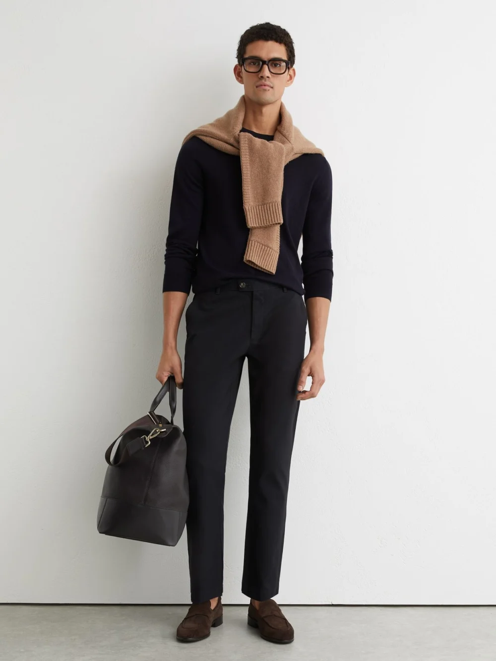 Reiss Navy Cotton Piqué Chino Trousers