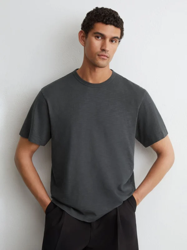 Reiss Navy Cotton Slub Relaxed-fit T-shirt