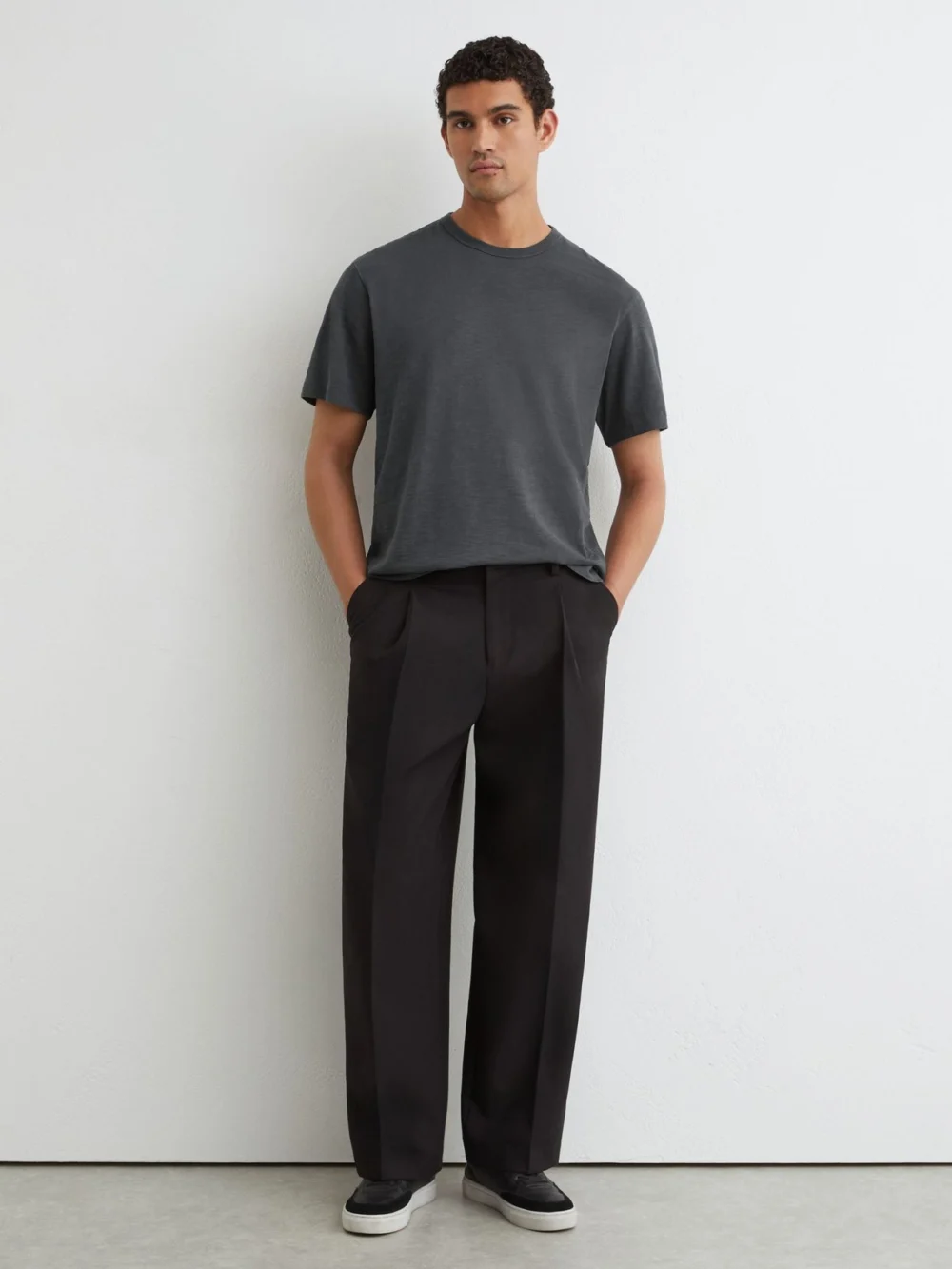 Reiss Navy Cotton Slub Relaxed-fit T-shirt, view 4