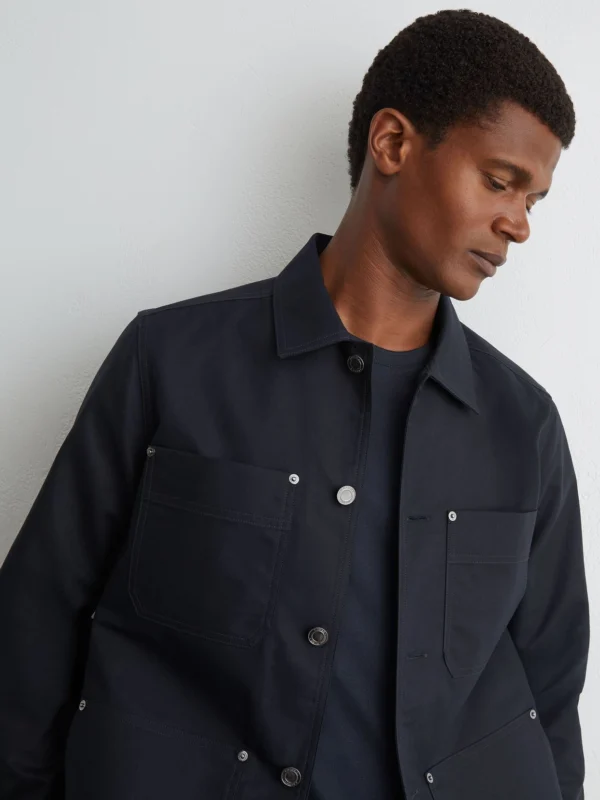 Reiss Navy Cotton-twill Four-pocket Overshirt