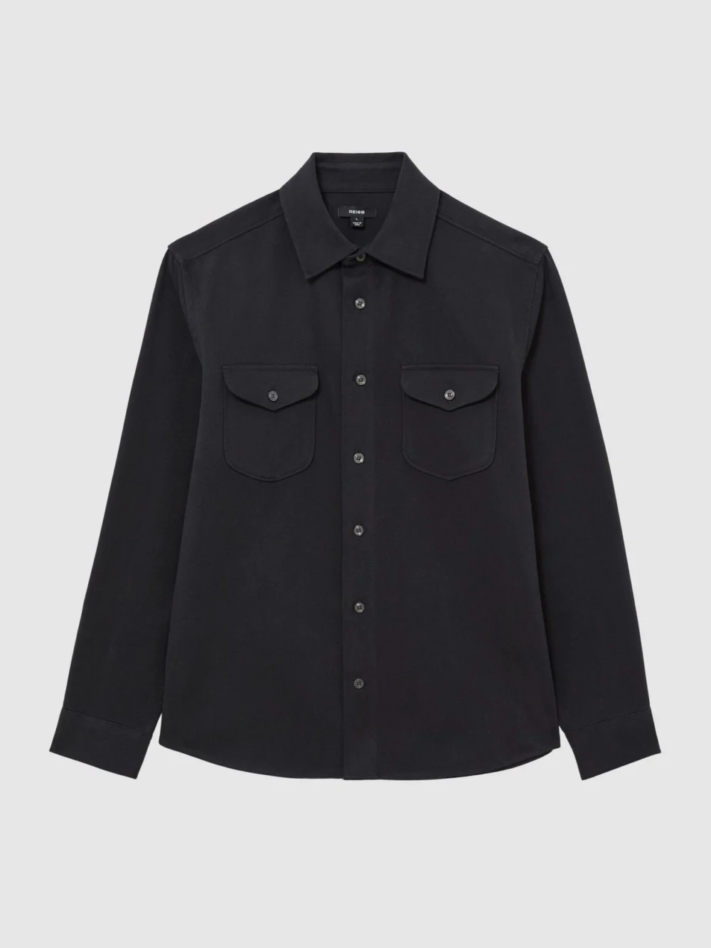 Reiss Navy Cotton-twill Twin-pocket Regular-fit Shirt, view 2