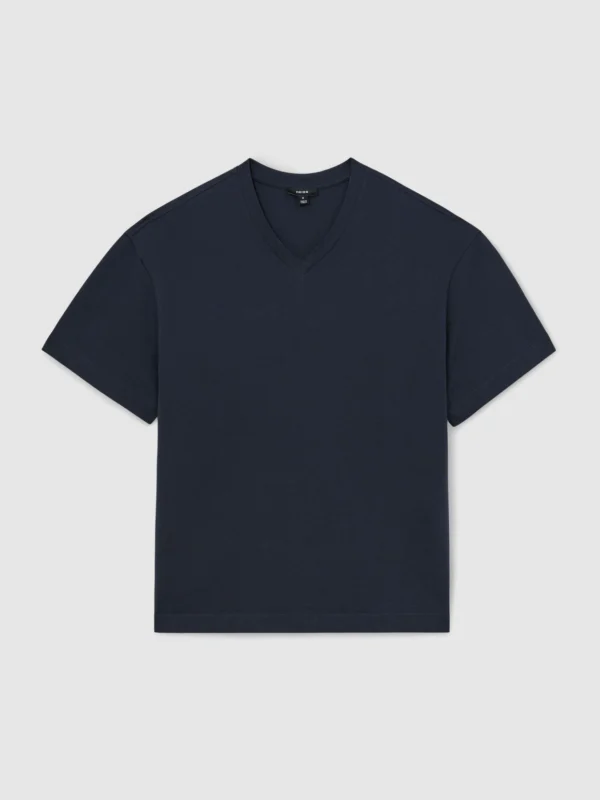 Reiss Navy Cotton V-neck Relaxed-fit T-shirt