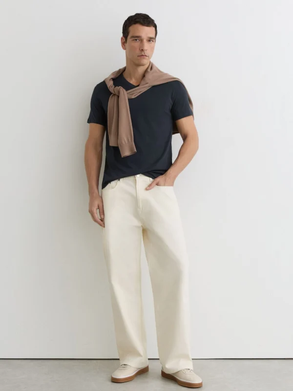 Reiss Navy Cotton V-neck Tailored-fit T-shirt