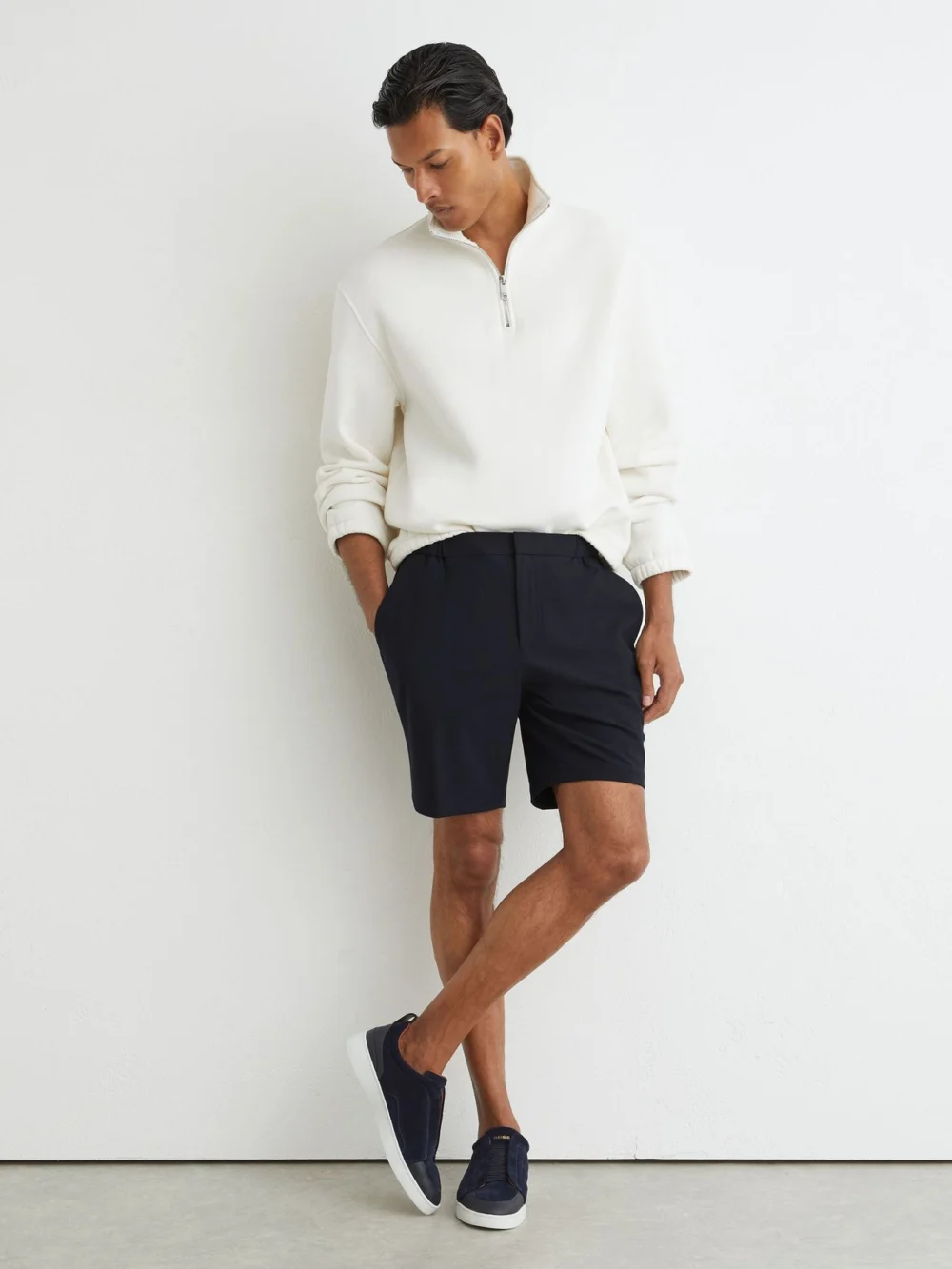 Reiss Navy Drawstring Chino Shorts