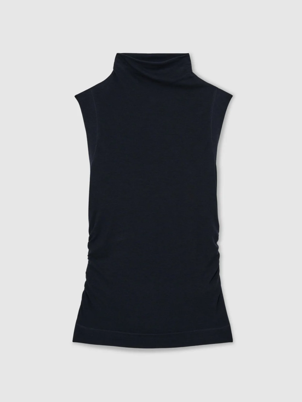 Reiss Navy Funnel-neck Jersey-knit Vest with Wool, view 2