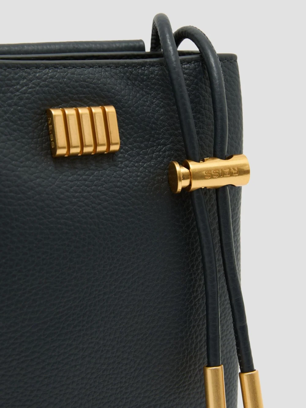 Reiss Navy Grained-leather Phone Crossbody Bag,, view 4