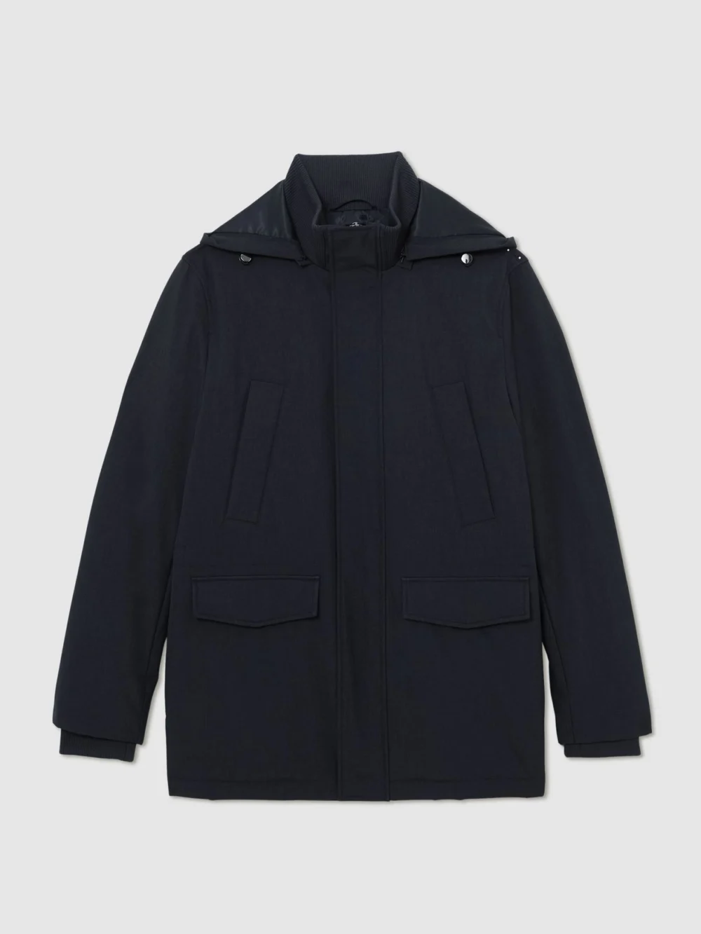 Reiss Navy Hooded Zip-through Padded Coat, view 2