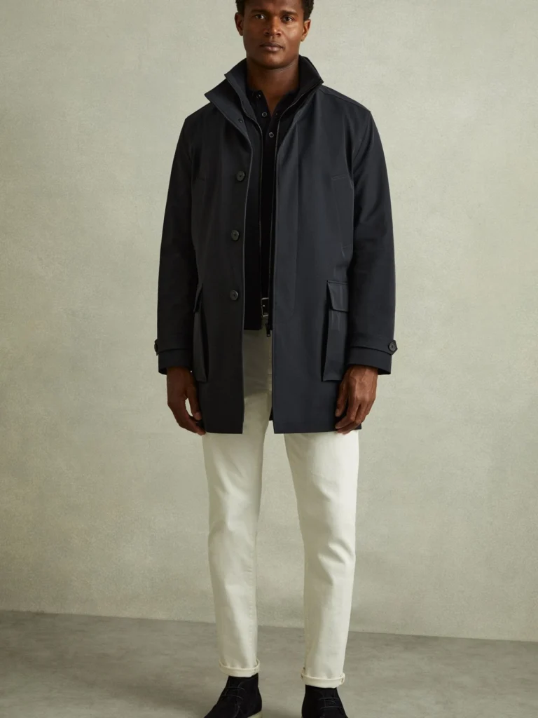 Reiss Navy Hybrid Removable-gilet Overcoat