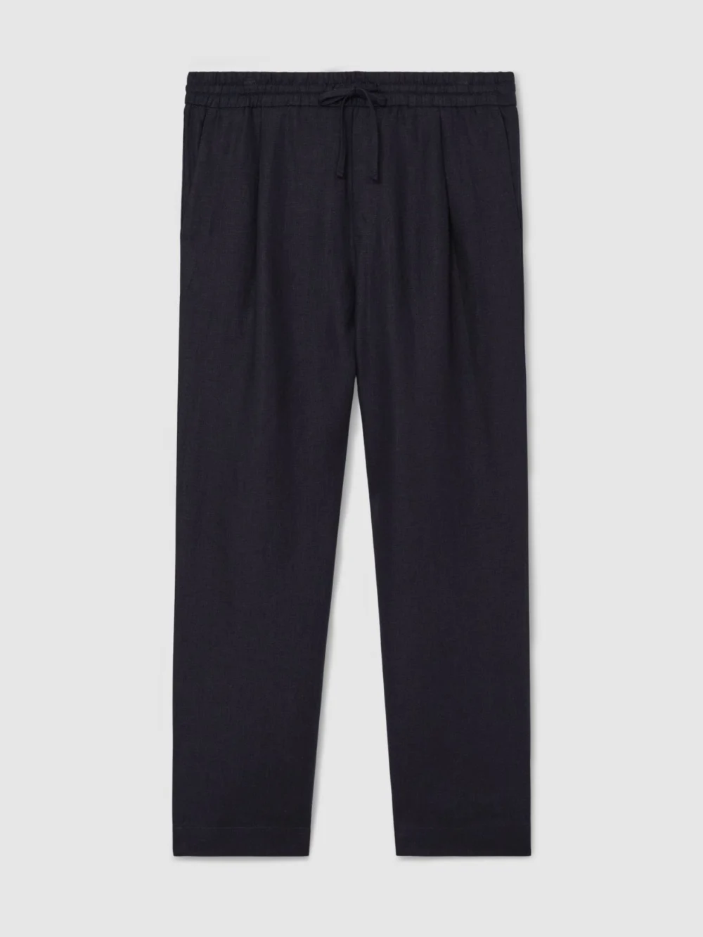 Reiss Navy Linen Relaxed-fit Drawstring Trousers, view 2