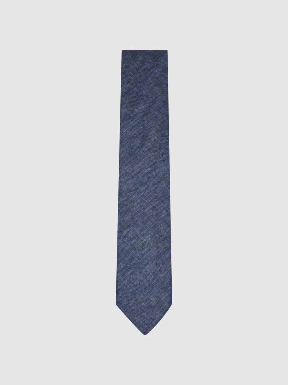 Reiss Navy Linen Woven Tie,, view 2