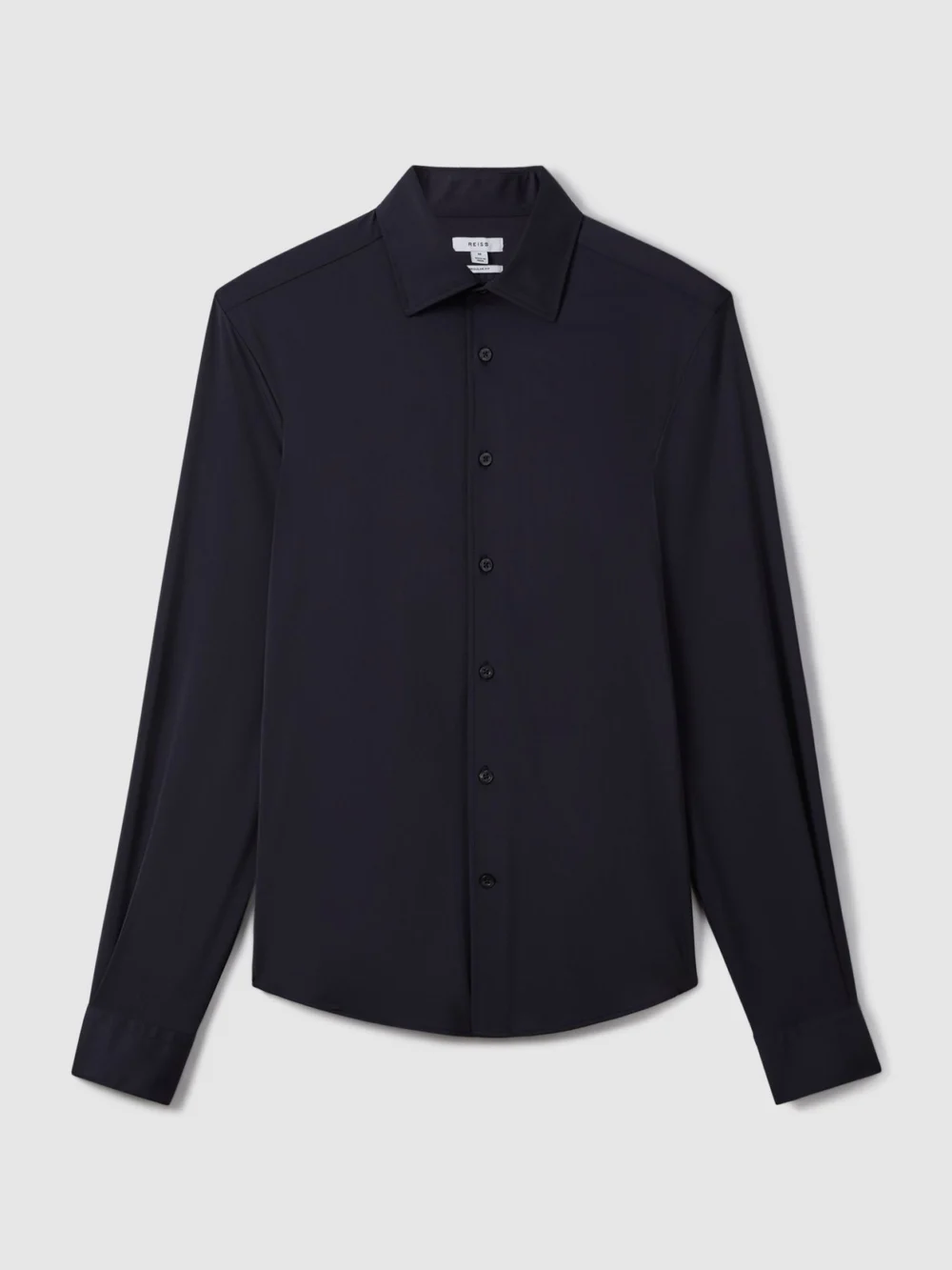 Reiss Navy Long-sleeve Slim-fit Travel Shirt, view 2