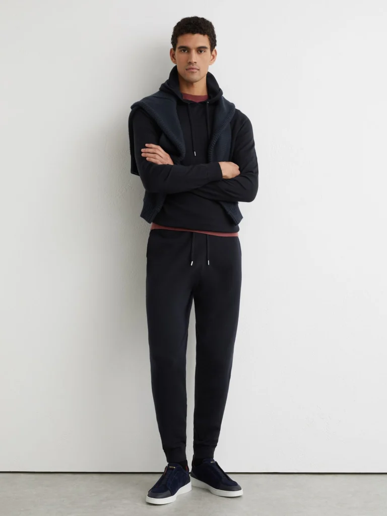 Reiss Navy Merino Wool-blend Cuffed Joggers