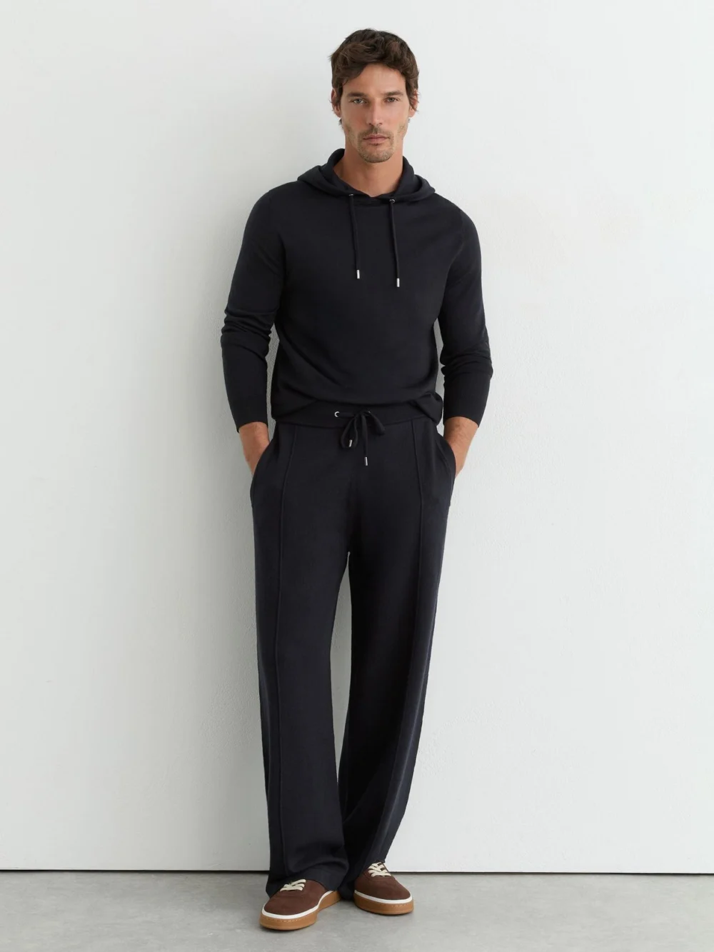 Reiss Navy Merino Wool-blend Relaxed-fit Joggers