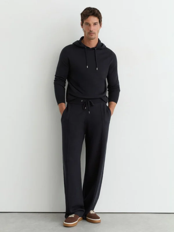 Reiss Navy Merino Wool-blend Relaxed-fit Joggers