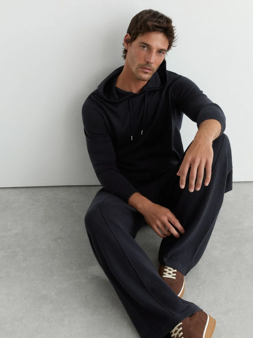 Reiss Navy Merino Wool-blend Relaxed-fit Joggers, view 3