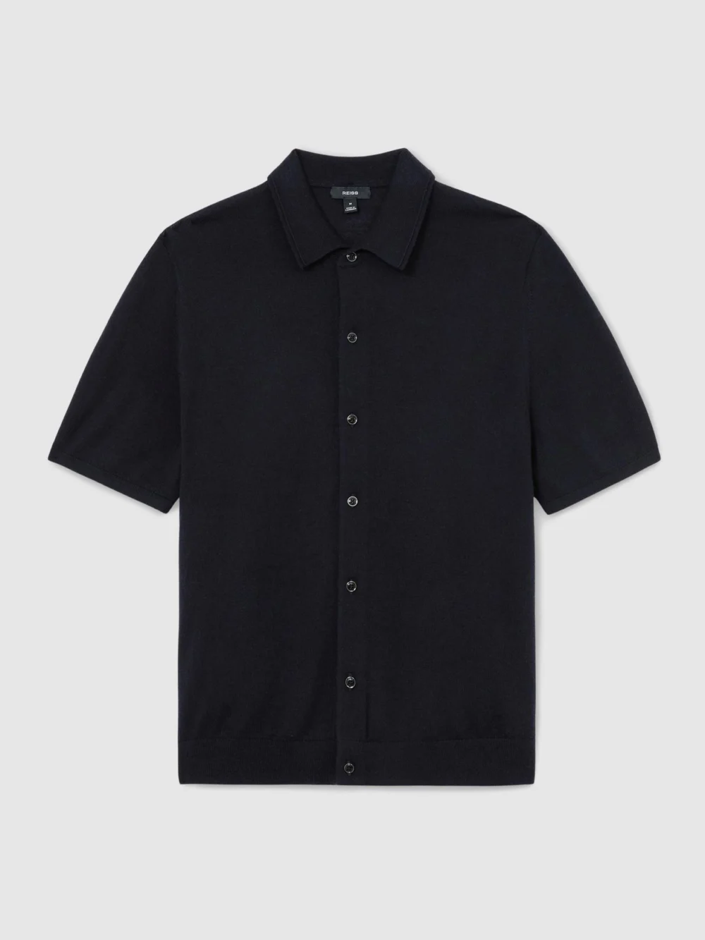 Reiss Navy Merino Wool Button-through Shirt, view 2