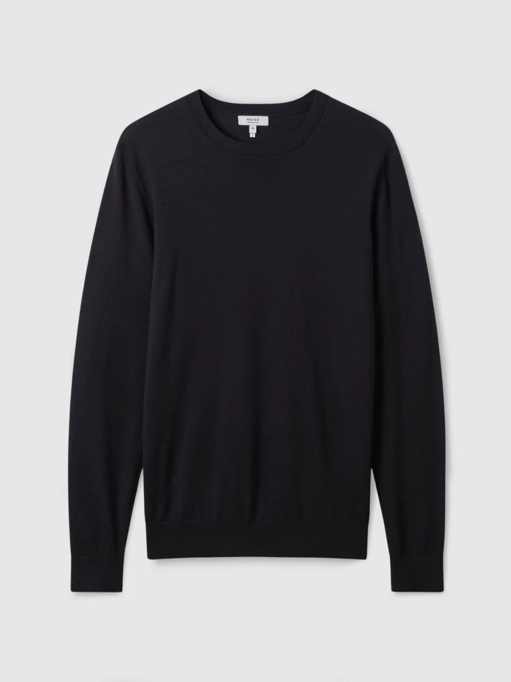Reiss Navy Merino Wool Crew-neck Jumper, view 2