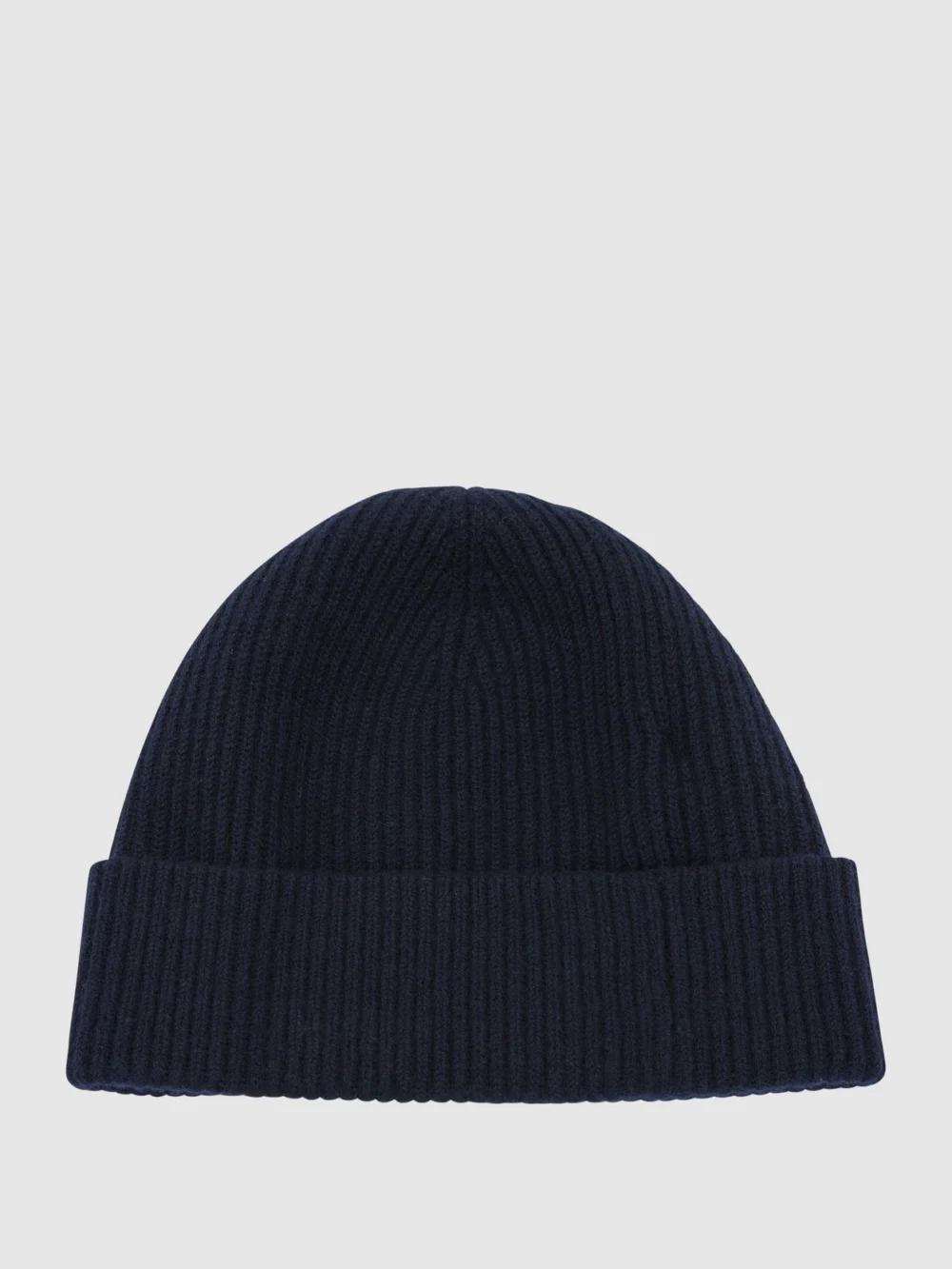 Reiss Navy Merino Wool Rib-knit Beanie,, view 2