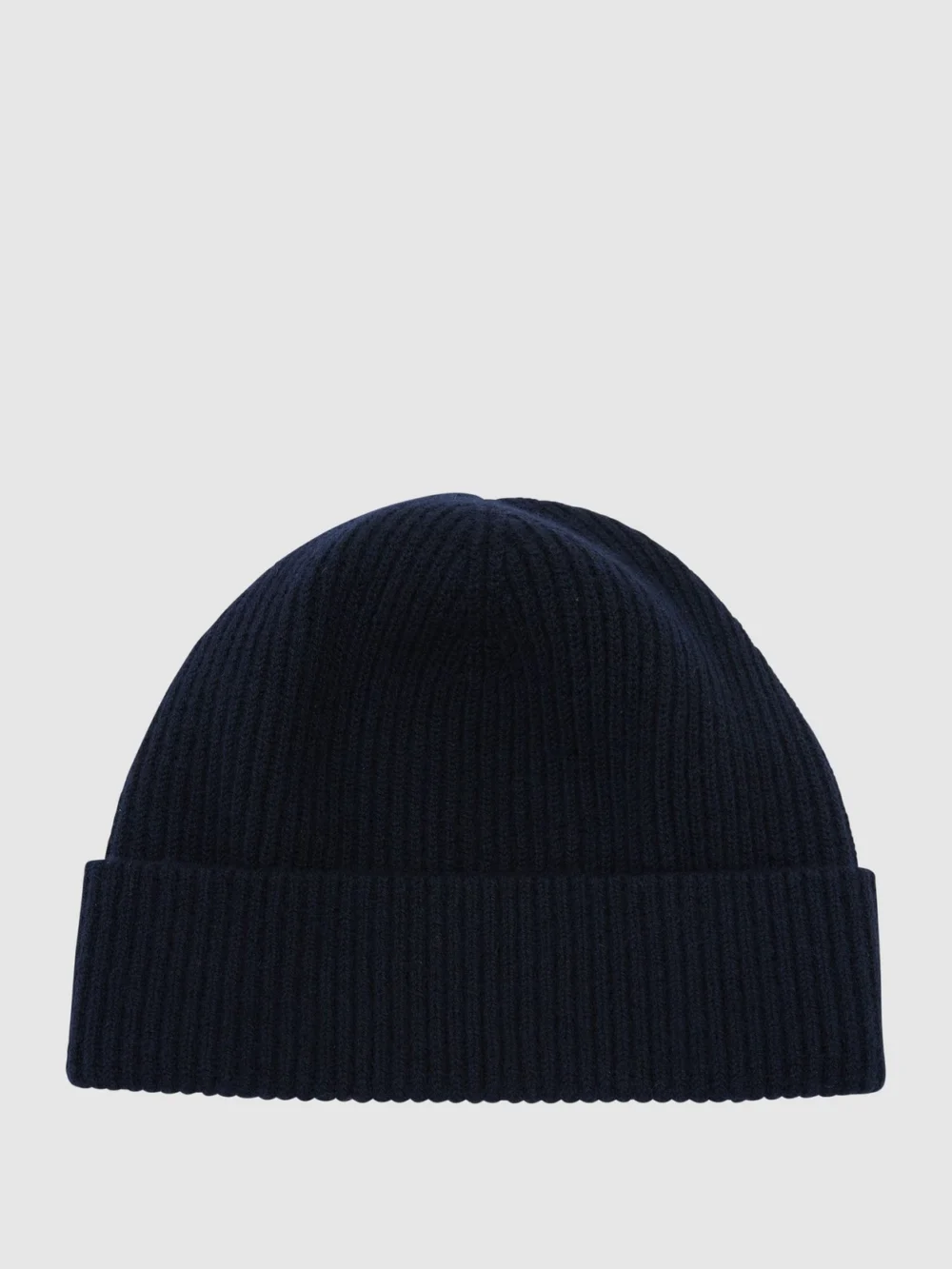 Reiss Navy Merino Wool Rib-knit Beanie,, view 3