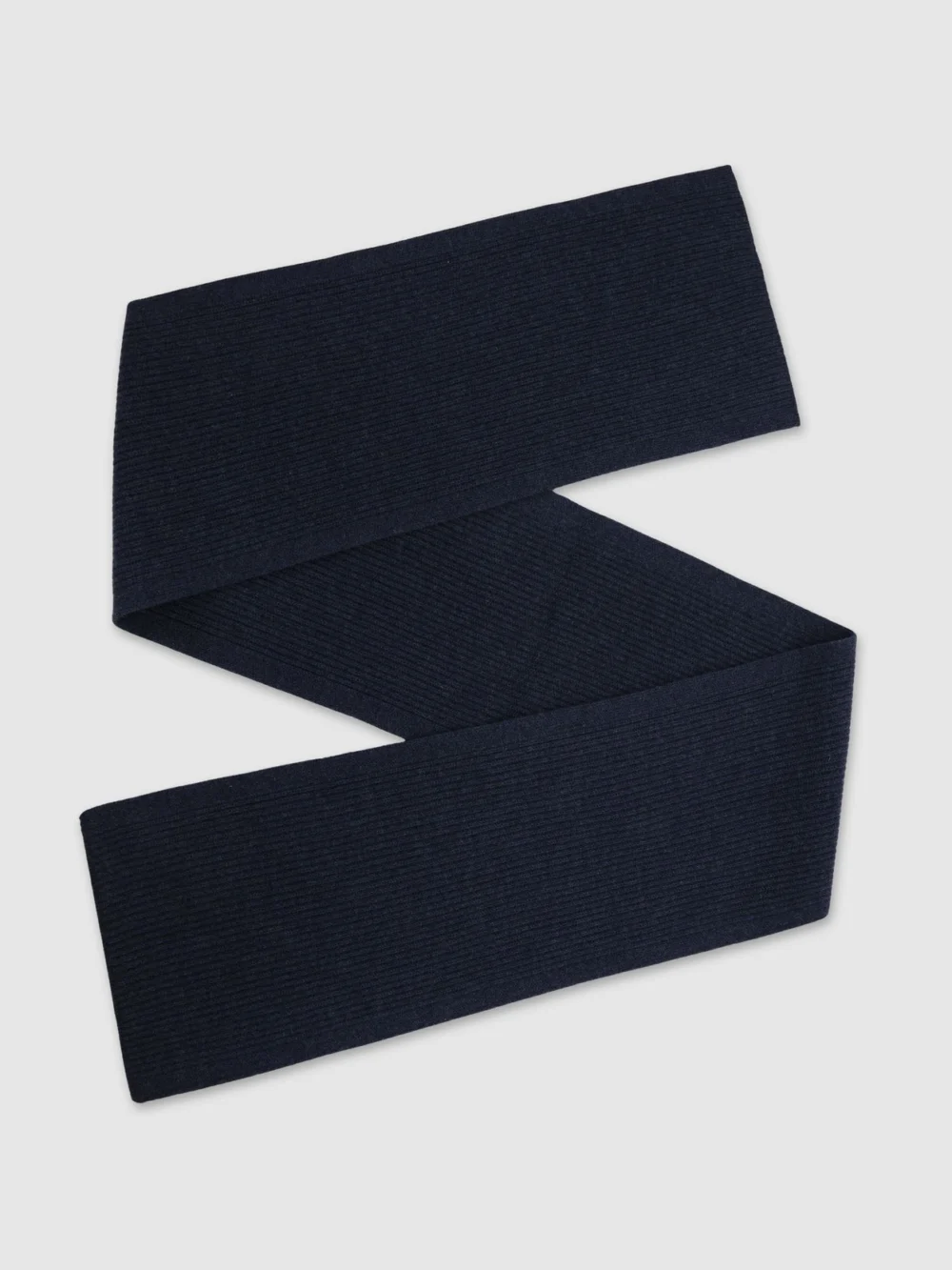 Reiss Navy Merino Wool Rib-knit Scarf,, view 2